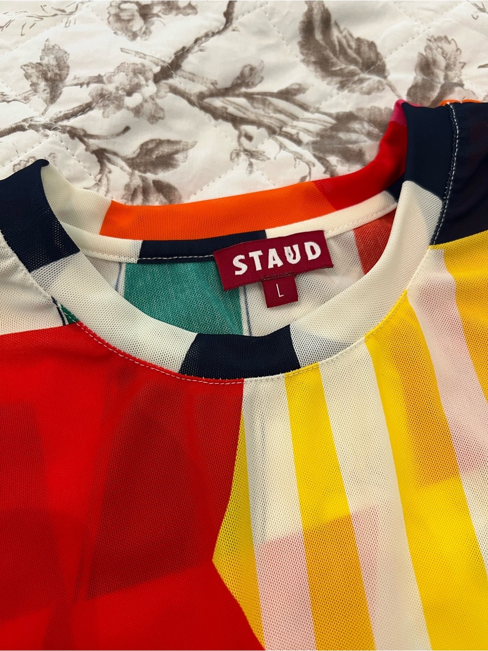 STAUD Multicolor Short Sleeve Top in mint condition. Large.